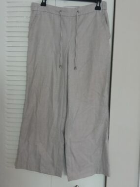 margot Light Gray Wide-Leg Drawstring Chinos
